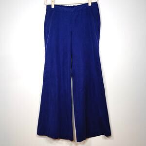 Navy Tencel Lyocell Wide Leg Trousers Sz 12 Minimalist Capsule Chic Quiet Luxury
